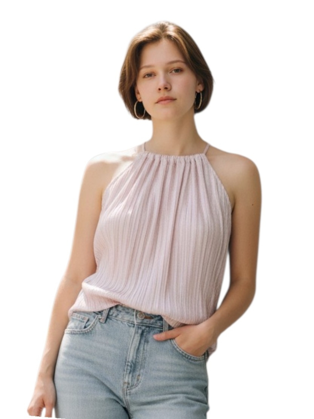 Maurices Light Pink Pleated Halter Camisole